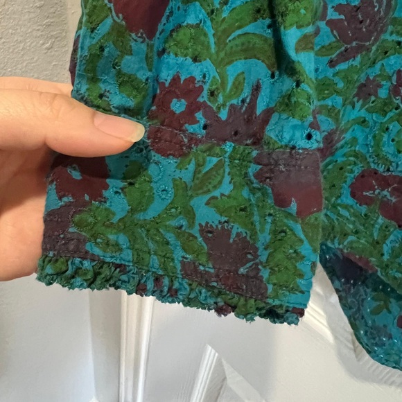 Sundance Rhea Eyelet Floral Button Down Shirt Boho Western Top Medium - Picture 6 of 10